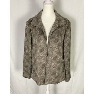 Chico’s Sz 2 US Large Animal Instincts Scuba Jacket in Shiitake Open Front NWT